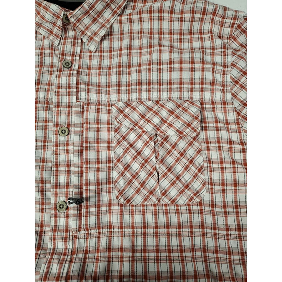 Wrangler Outdoor Mens Button Up Shirt Vented Utility Orange Plaid Size 2XT - Picture 3 of 13